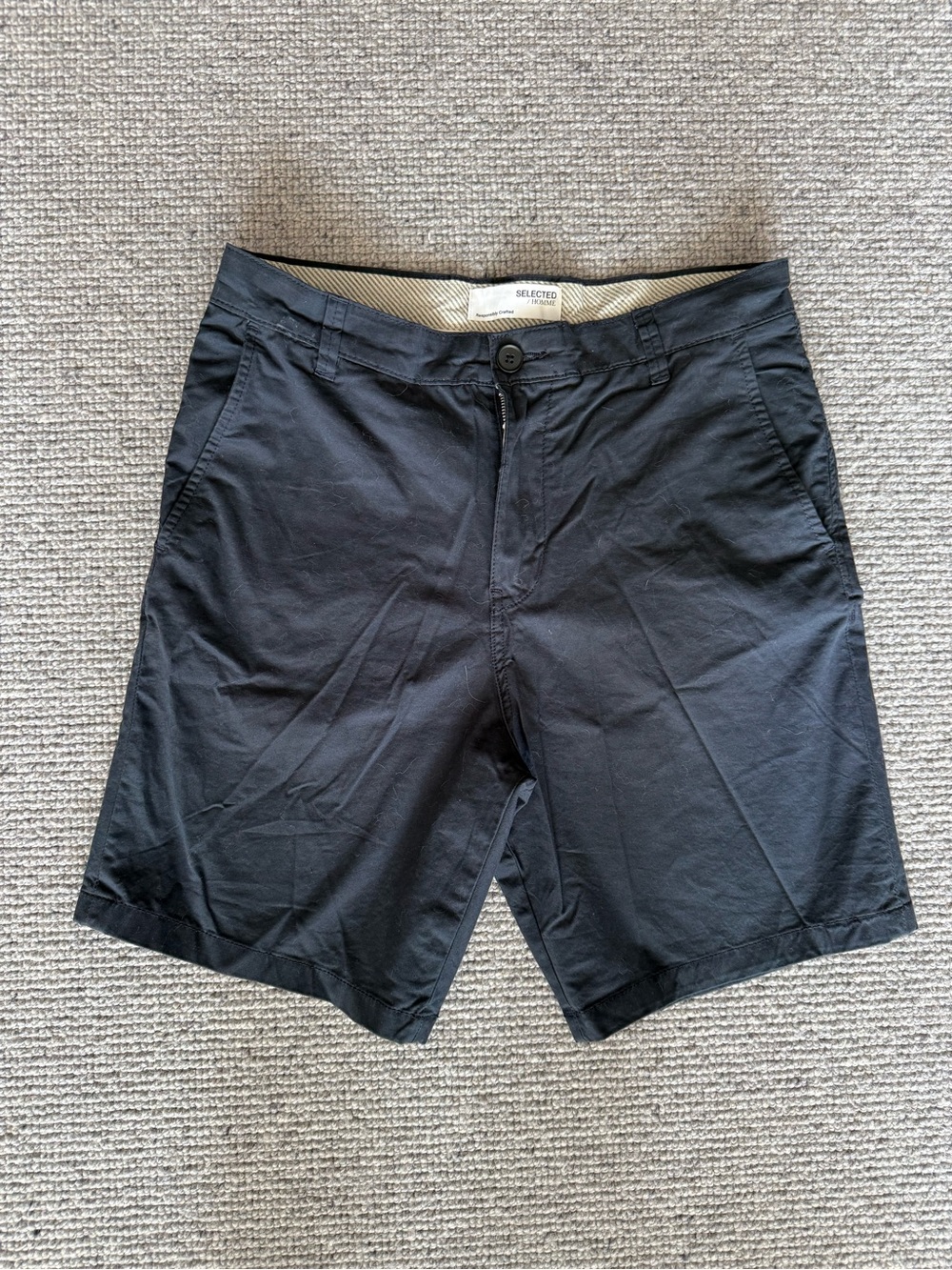 Selected Homme Men's Shorts Chinos Navy Blue S/P Dress Pants